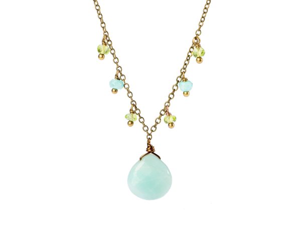 Amazonite and Peridot Fringe Necklace