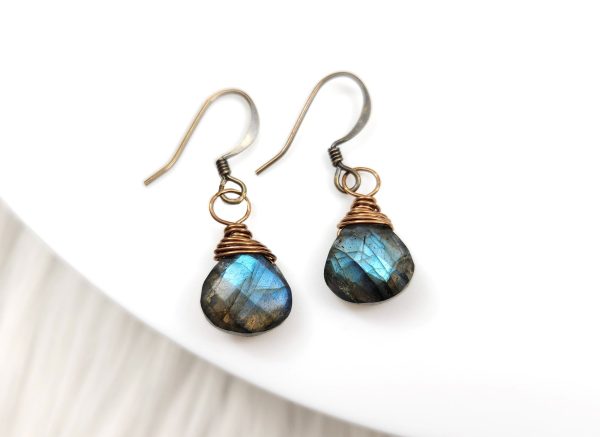 Wrapped Labradorite Stone Earrings