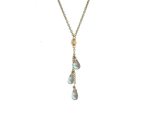 Dainty Triple Labradorite Stone Chain Y Necklace