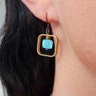 Seafoam Chalcedony Modern Square Earrings - Image 2