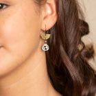 Clear Quartz Hammered Half Circle Earrings - Image 2