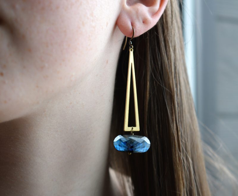 Labradorite Elongated Triangle Earrings