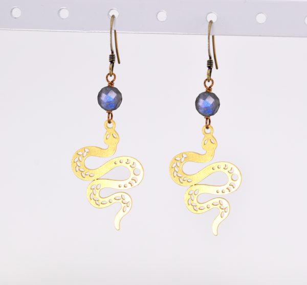 Serpent with Leaves and Moon Phases Earring